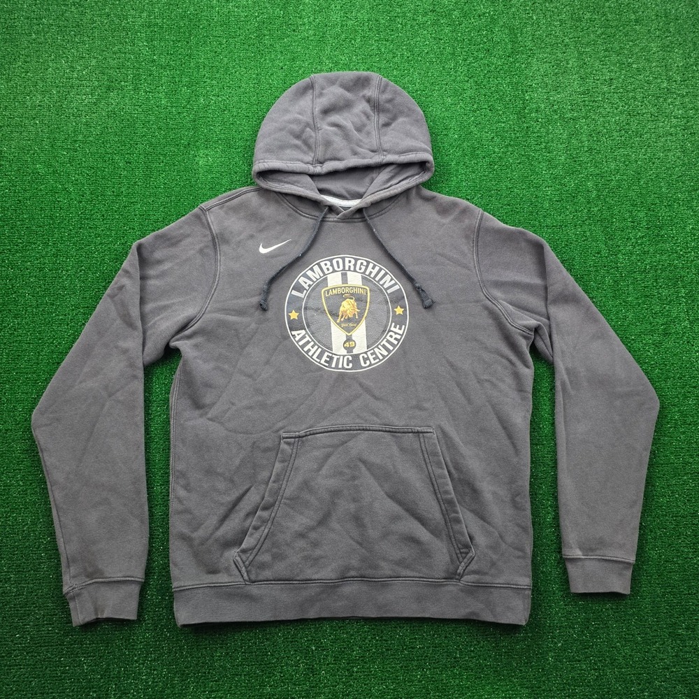 Nike Hoodie Sweatshirt Mens Medium Gray Pullover Lamborghini Athletic Centre